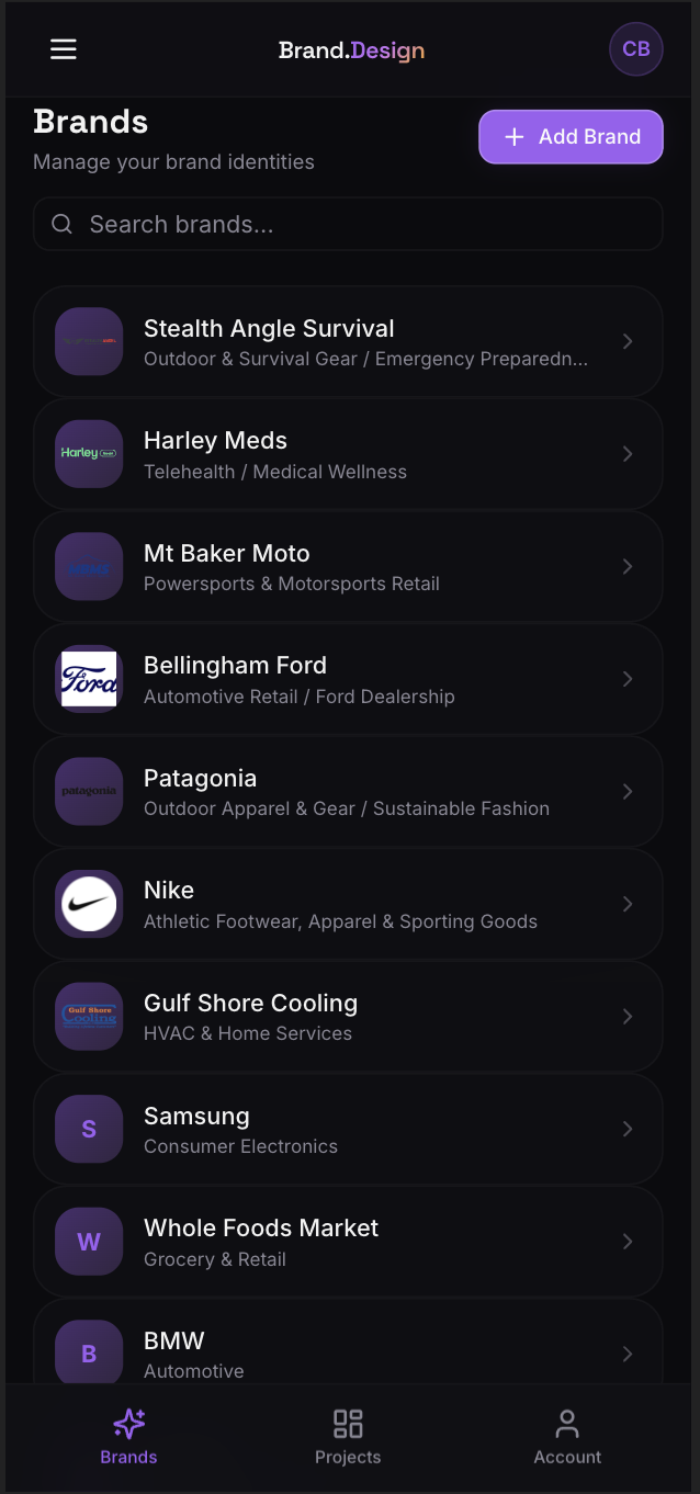 Brand.Design mobile — Brands